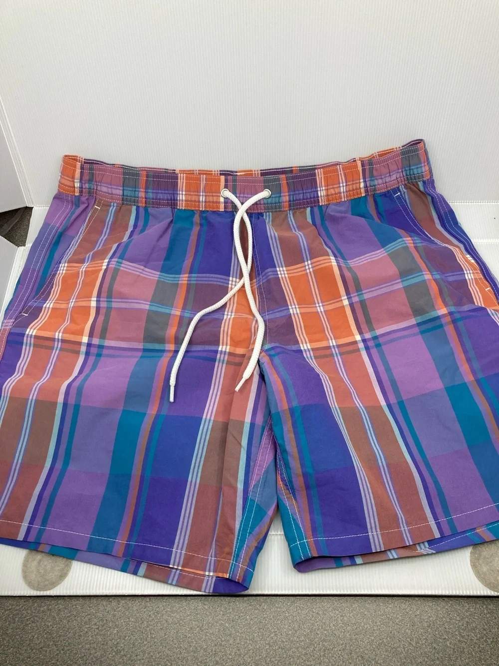 NWT J.Crew Men’s Plaid Swim Trunks Madras Board Shorts S647